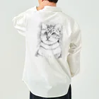 greetenのアート猫　モノクロ　 Work Shirt