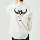 コチ(ボストンテリア)のバックプリント:ボストンテリア(牛の頭蓋骨)[v2.8k] ワークシャツ
