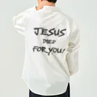 シャロームのバックプリント　黒文字　JESUS DIED FOR YOU!  Work Shirt