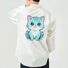 もふもふデザインストアの癒しのブルー猫グッズで、毎日を彩ろう ワークシャツ