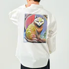 wawomotsuのねこあつめ 日本画風 可愛らしい猫たちのアートプリント ワークシャツ