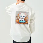 yoiyononakaのハロウィンと白猫10 ワークシャツ