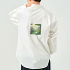 G7のショップの 幻想の森 グリーンウンダー アートプリント Work Shirt