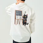 niko&PANDA shopのリーマン予想を解こうとしている猫の学者さん ワークシャツ