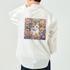 FLOWERアニマルのロココFLOWERキャットコスモス Work Shirt