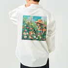 AQUAMETAVERSEのお花畑に囲まれる猫ちゃんと私 アメジスト 2846 Work Shirt