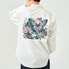 momonekokoの艶やかな世界で踊る蝶 ワークシャツ