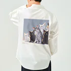 ピンクリボンのねこねこねこ Work Shirt