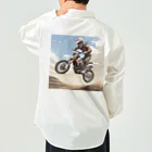 Bikers' Galleryのモトクロス ジャンプシーン アート オフロード バイク ワークシャツ