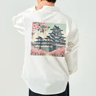 Cool Japanese CultureのSpring in Himeji, Japan: Ukiyoe depictions of cherry blossoms and Himeji Castle Work Shirt