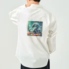 nico251の鮮やかの花々とドラゴン Work Shirt