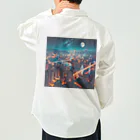 Teesignsの月夜に輝く未来都市 Work Shirt