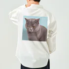 アニマル宮殿の睨みネコ ワークシャツ