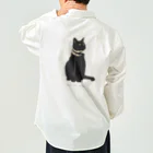 小鳥と映画館のゴシックな黒猫 ワークシャツ