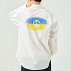 サトオ  ウクライナ支援のウクライナ国旗＆ピースマーク　クレヨン画風 Work Shirt