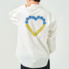 サトオのハート型向日葵ウクライナ国旗カラー Work Shirt