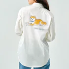 Shiba Inu Streetの水色の首輪をつけてゆったり座る柴犬のドット絵 Work Shirt