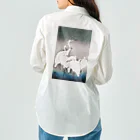 MUGEN ARTの小原古邨　雪中群鷺（白鷺の群れ）日本のアートTシャツ＆グッズ ワークシャツ