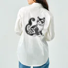 いきもの戯画の和風な猫 ワークシャツ