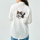 NyanClosetのお魚くわえて走る猫です。 ワークシャツ