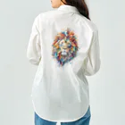MirofuruDesignの抽象的なライオンスプラッシュTシャツ ワークシャツ
