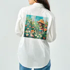 AQUAMETAVERSEのお花畑に囲まれる猫ちゃんと私 アメジスト 2846 Work Shirt