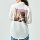 ねこネコ猫nekoの夕日と猫 Work Shirt