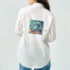 nico251の鮮やかの花々とドラゴン Work Shirt