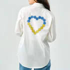 サトオのハート型向日葵ウクライナ国旗カラー ワークシャツ