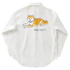 Shiba Inu Streetの水色の首輪をつけてゆったり座る柴犬のドット絵 Work Shirt