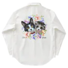 ゆきリンアート【保護猫活動 支援】のゆきリン花輪(ネーム入) ワークシャツ