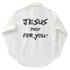 シャロームのバックプリント　黒文字　JESUS DIED FOR YOU!  Work Shirt