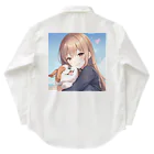 ひまわりの部屋の愛犬を抱きしめる少女 Work Shirt