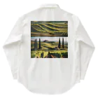 awawoの綺麗な緑が並ぶブドウ畑と木々の景色 ワークシャツ