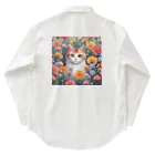 FLOWERアニマルのロココFLOWERキャットコスモス Work Shirt