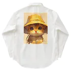 AQUAMETAVERSEの帽子をかぶった可愛い子猫 Marsa ワークシャツ