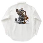 G.O.A.T.designのクールな猫がサックスを奏でる ワークシャツ