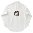 御殿のヒロ（猫大好き）の癒しの猫 ワークシャツ