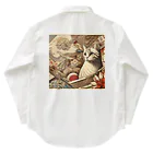 EMAKIの和紋様 x 猫　好奇心旺盛な猫と日本の歴史 ワークシャツ