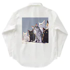 ピンクリボンのねこねこねこ Work Shirt