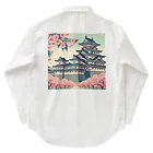 Cool Japanese CultureのSpring in Himeji, Japan: Ukiyoe depictions of cherry blossoms and Himeji Castle Work Shirt