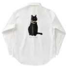 小鳥と映画館のゴシックな黒猫 ワークシャツ