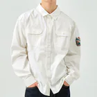 シマのバイクに乗る狼の親子 Work Shirt