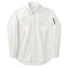 LalaHangeulの風に吹かれるイワトビペンギンさん(文字ありバージョン Work Shirt