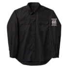 キッズモード某の還暦＆アラ還を軽やかにすごすロゴ(羽付きバックptバージョン)濃色用 Work Shirt