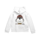 キッズサイズ　わんぱくぽめる堂のバックプリント*キッズサイズ　スズメがちゅんA*ちゅん Zip Hoodie