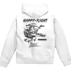 nidan-illustrationのhappy dog -happy flight- (black ink) Zip Hoodie