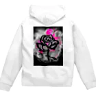 紅空月(kouzuki)designの和筆薔薇_pink Zip Hoodie