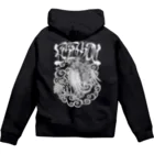 Y's Ink Works Official Shop at suzuriのRising sun Crow (White Print) Zip Hoodie