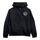 Y's Ink Works Official Shop at suzuriのRising sun Crow (White Print) Zip Hoodie